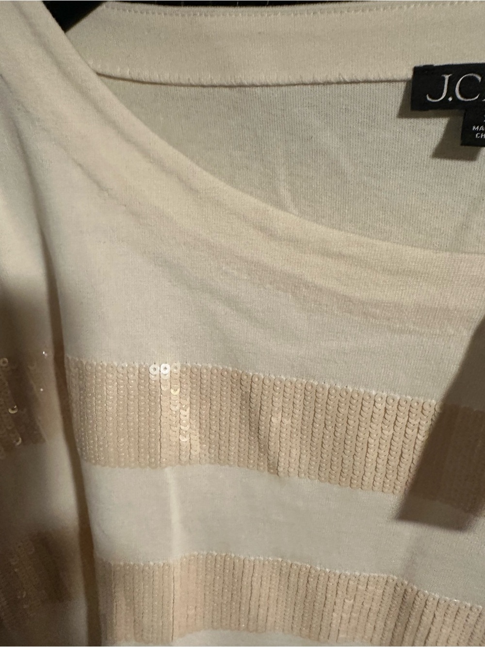 J.Crew cream sequin stripe shirt NWT XL - Picture 9 of 12